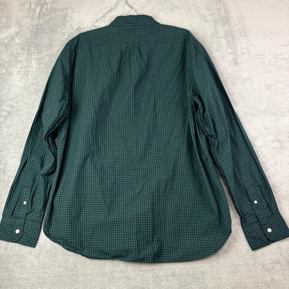 J. Crew XL Green Gingham Secret Wash Button Down Shirt Classic Fit Preppy Office